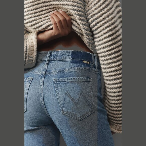 NEW MOTHER Size 32 Outsider Flood Fray High-Rise Crop Flare Jeans - Denim Light - Picture 4 of 5